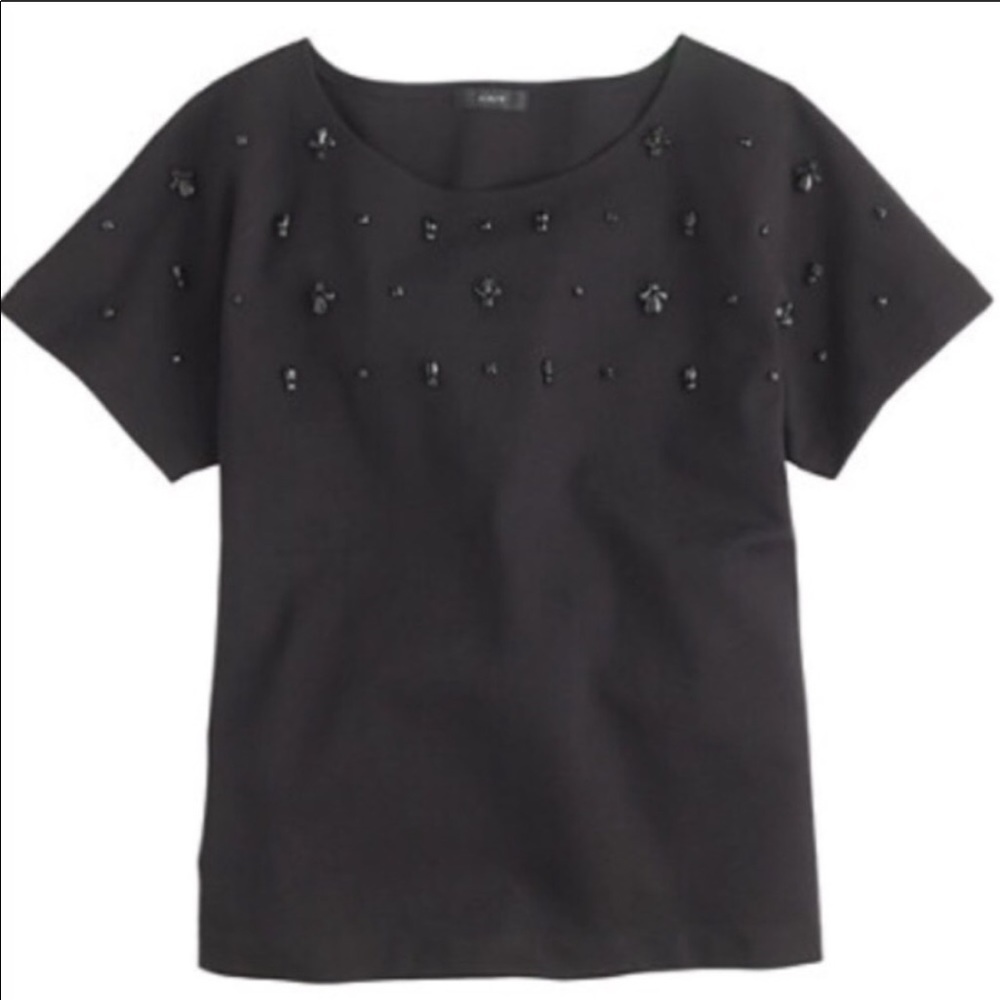 J. Crew Black Jeweled Dolman Sleeve Top XS EUC - Picture 1 of 8